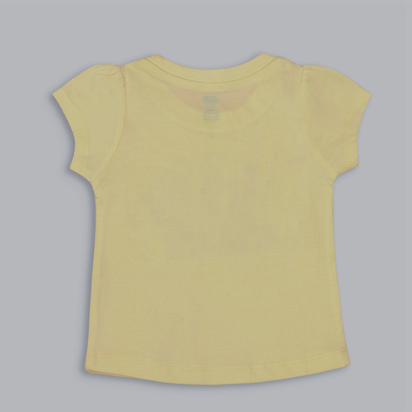 Pink Rabbit Girls Yellow Cotton Printed Cap Sleeve T-shirt