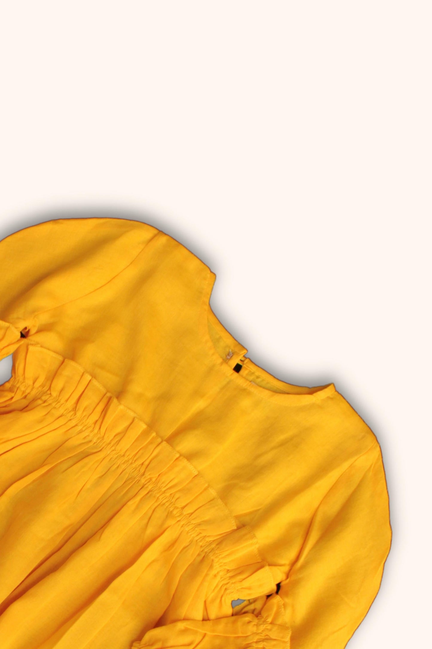 Girls' Mulmul Asymmetrical Dress – Solid Sunny Yellow, Lightweight & Breezy