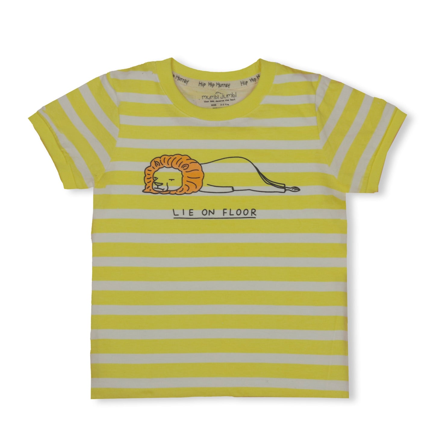 Mumbl Jumbl Unisex Soft Cotton Lazy Bone Half Sleeve T-shirt (Lion, Yellow)