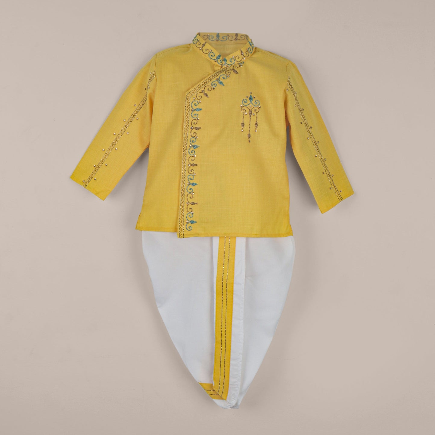Smart Outdoor & Festival Ready: Archies Yellow Boys Kurta with Dhoti & Pant Set