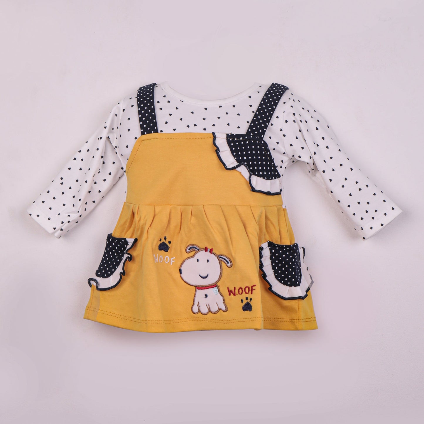 Playful Paws Yellow Frock and Cotton Leggings Set – Piu Soft & Stylish Combo