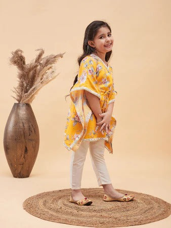 Sunshine Spark – Girls’ Yellow Kurta Pyjama by Vastramay