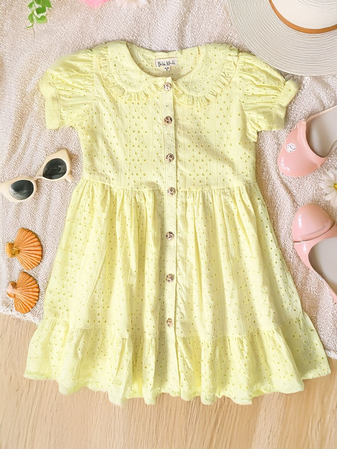 Bella Moda's Chic Choice: Front-Button Yellow Party Frock
