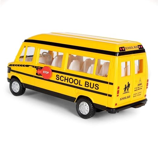 CENTY Toys Traveler School Bus – Yellow, Pull Back Action, Opening Tailgate – Safe & Durable Public Transport Toy for Ages 3-12