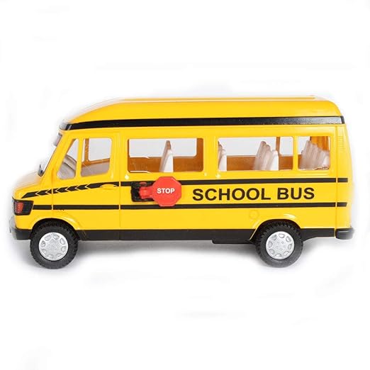CENTY Toys Traveler School Bus – Yellow, Pull Back Action, Opening Tailgate – Safe & Durable Public Transport Toy for Ages 3-12
