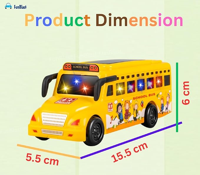School Bus Toy for Kids Friction Powered Push and Go Mini School Bus with 3D Flashing Light and Sound for Kid Musical Vehicles Toys for 3 Years Kids Children (Multicolor)