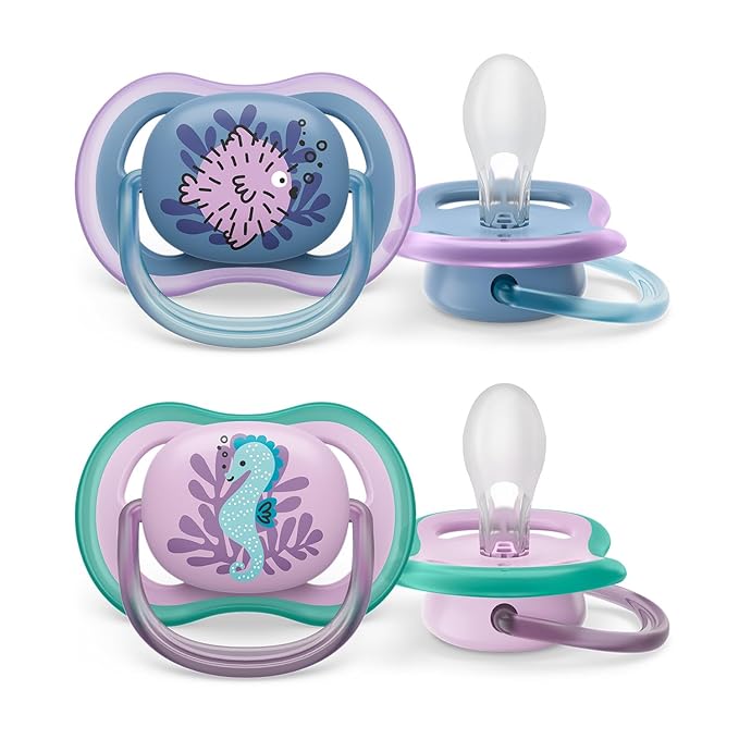 AVENT Philips Pacifier Ultra Air – Orthodontic Silicone Pacifiers for 6-18 Months | BPA Free | 2 Pack | Breathable Design for Healthy Baby Skin (SCF085/61)