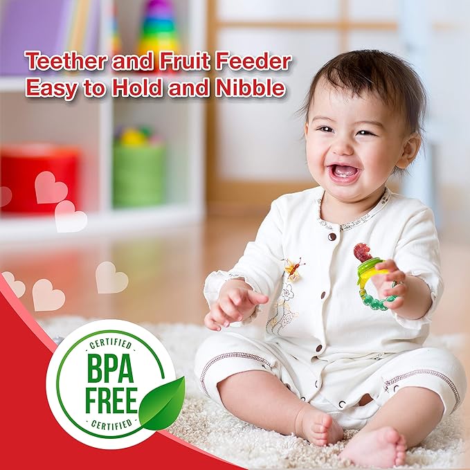 LuvLap Silicone Food and Fruit Nibbler with Extra Mesh – Soft Pacifier Feeder and Teether for Infant Baby, Pearly Green, BPA-Free
