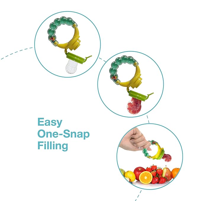 LuvLap Silicone Food and Fruit Nibbler with Extra Mesh – Soft Pacifier Feeder and Teether for Infant Baby, Pearly Green, BPA-Free