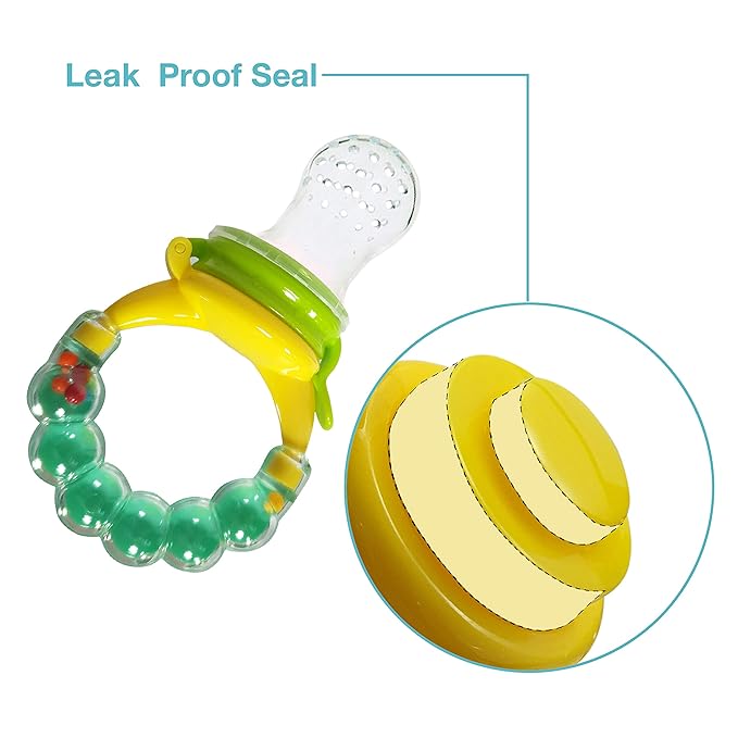 LuvLap Silicone Food and Fruit Nibbler with Extra Mesh – Soft Pacifier Feeder and Teether for Infant Baby, Pearly Green, BPA-Free