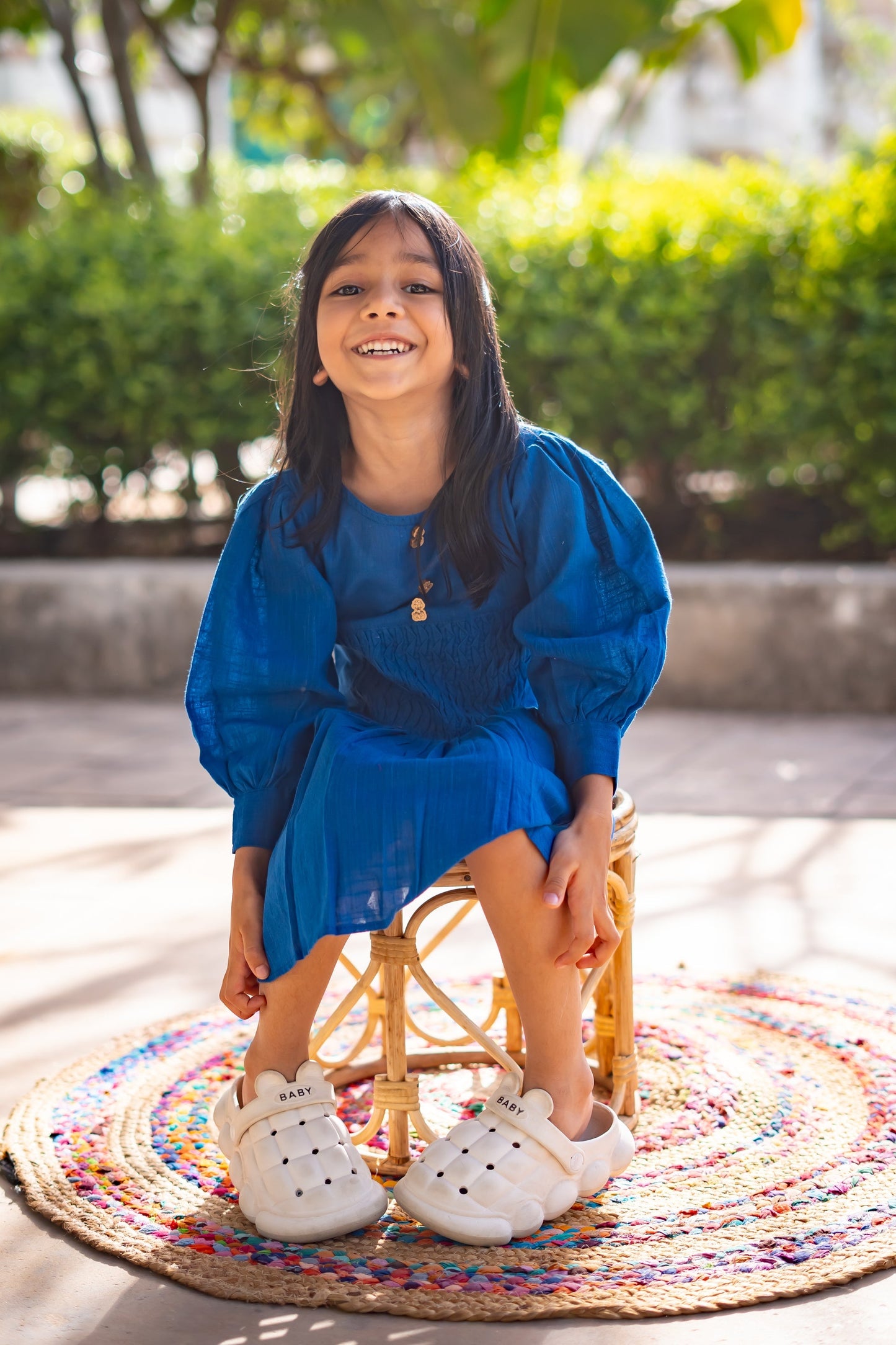 Peekaaboo Girls Cotton Pintuck Dress