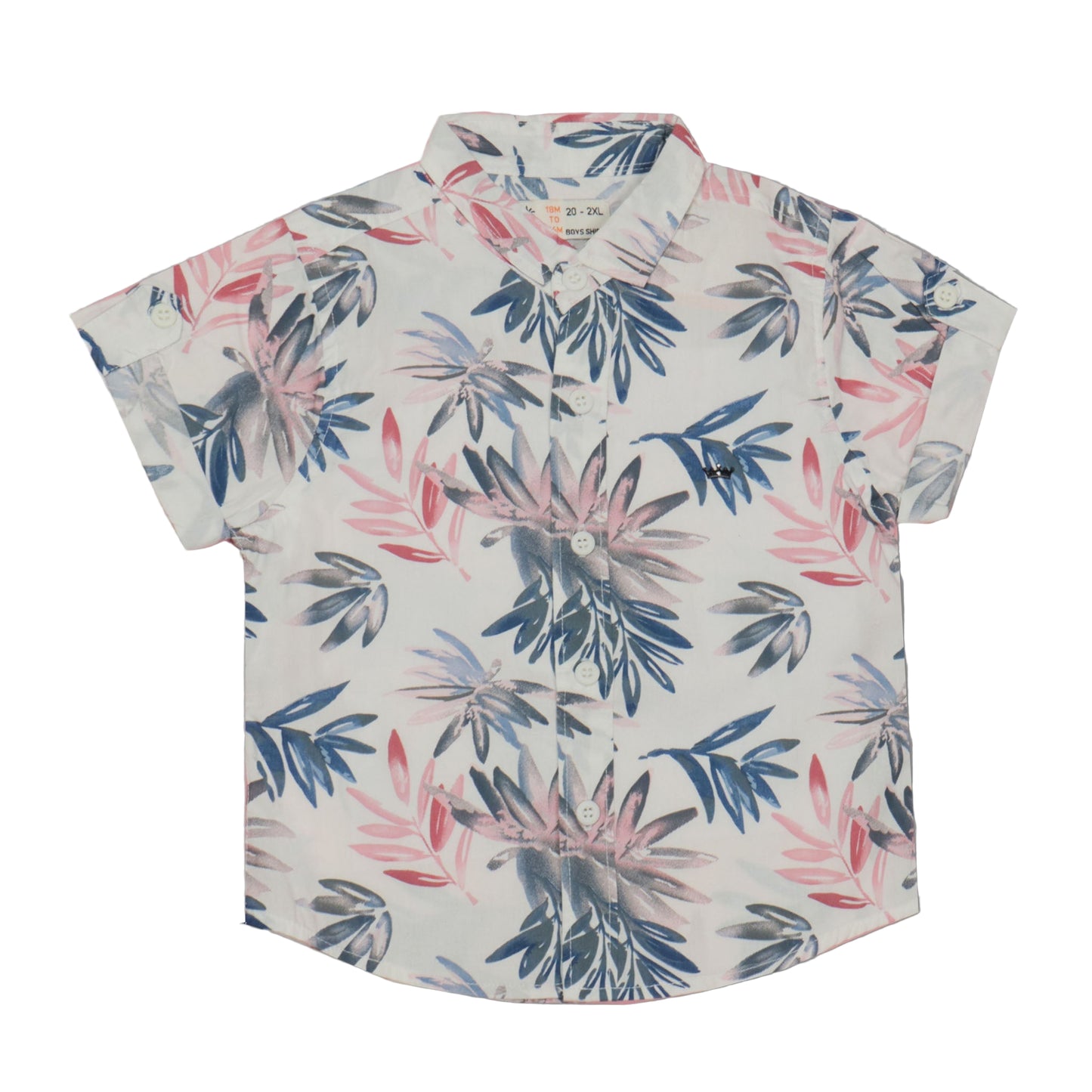 Dew Drop Boys' White Shirt With Blue Floral Print – Soft Fabric, Half Sleeves, Smart Outdoor Essential
