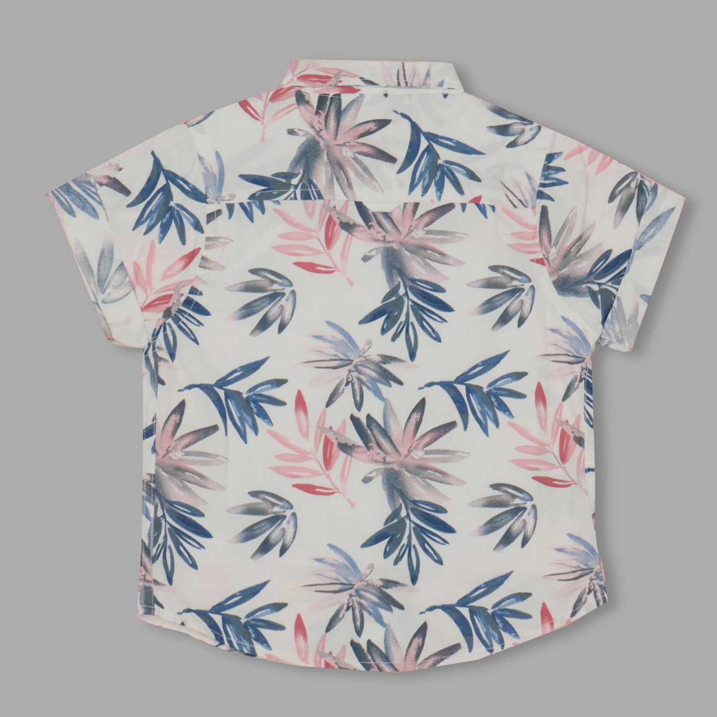 Dew Drop Boys' White Shirt With Blue Floral Print – Soft Fabric, Half Sleeves, Smart Outdoor Essential