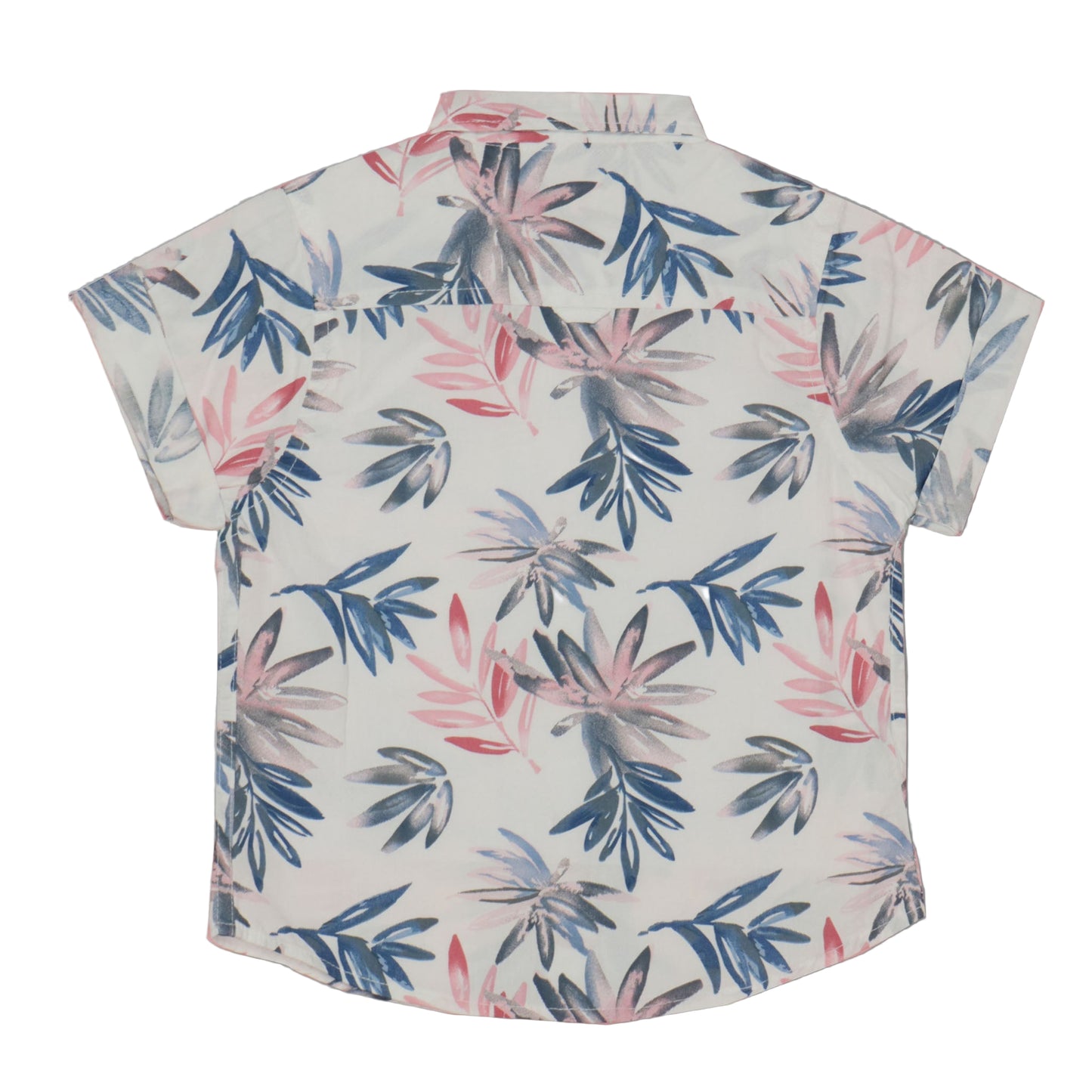 Dew Drop Boys' White Shirt With Blue Floral Print – Soft Fabric, Half Sleeves, Smart Outdoor Essential