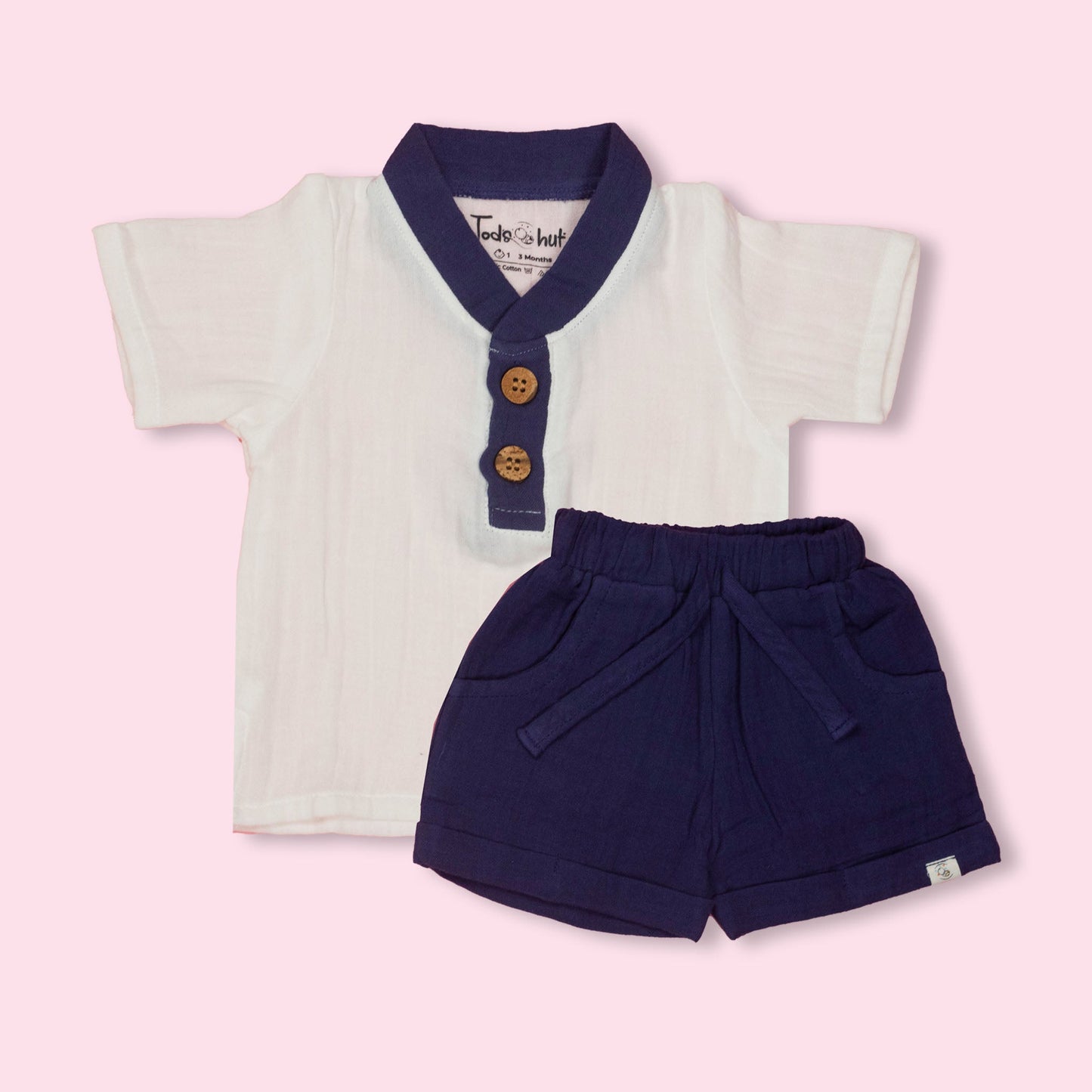 Blue Muslin Comfort Set by Tod’s Hut – Cute T-Shirt and Shorts Duo, Tailored for Bengaluru’s Sunny Seasons