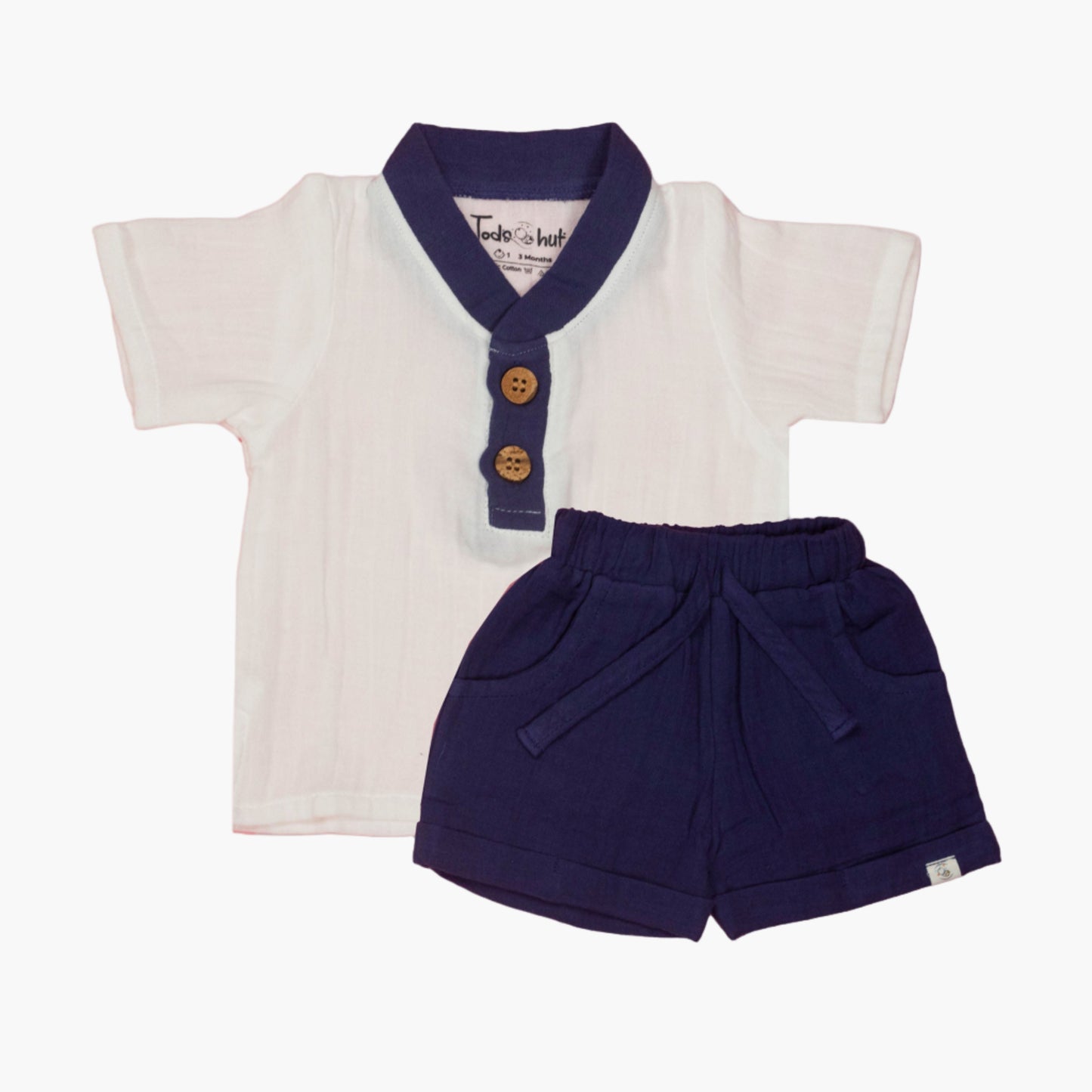 Blue Muslin Comfort Set by Tod’s Hut – Cute T-Shirt and Shorts Duo, Tailored for Bengaluru’s Sunny Seasons