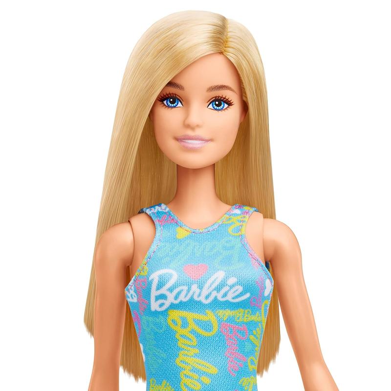 Barbie Doll Wearing Printed Dress in Blue