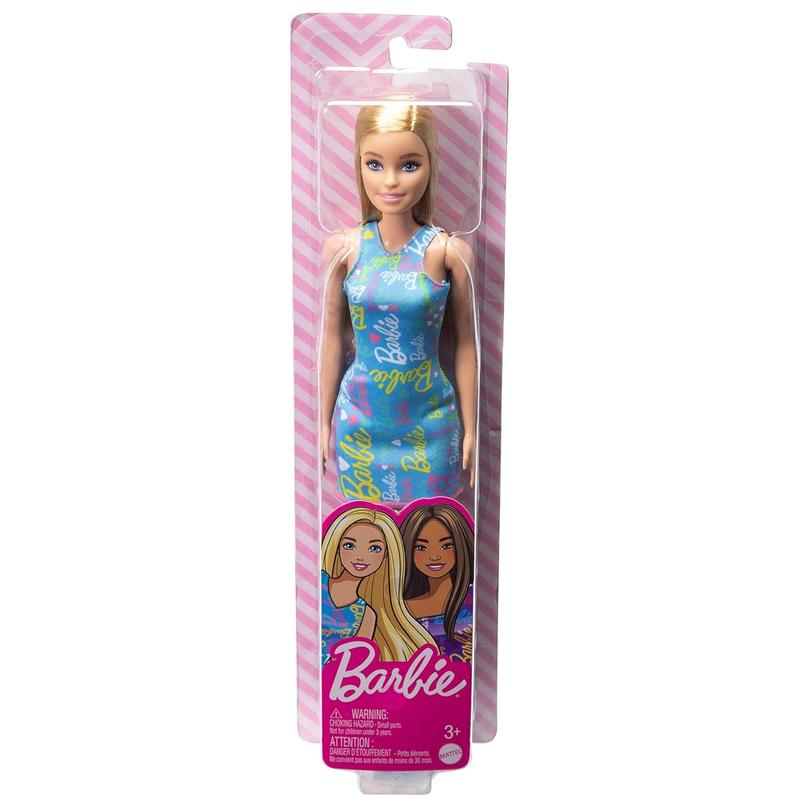 Barbie Doll Wearing Printed Dress in Blue