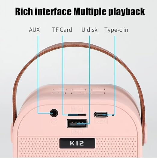 k12 Portable Karaoke Set with LED Bluetooth Speaker and Wireless Microphone/Multi Colour (Single Mike)
