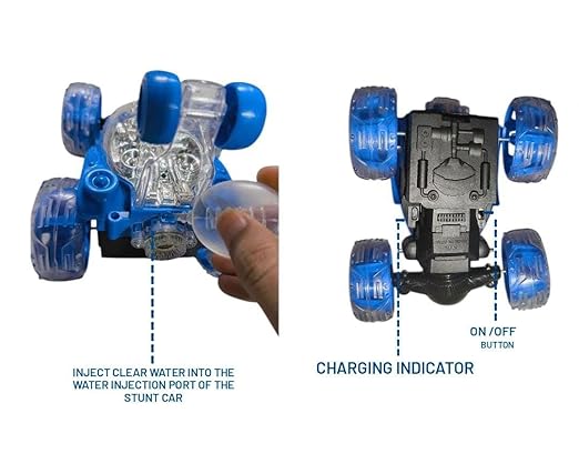 Rechargeable Remote and Phone-Controlled Acrobatic 360-Degree Twisting Stunt Car for Kids (Ages 4 to 12) with Spray, Music, Lights, and Smoke Effects