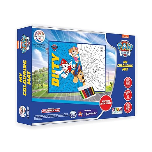 Ratna’s Paw Patrol Colouring Mat – Washable, Reusable Activity Mat 71x51cm for Kids 3+