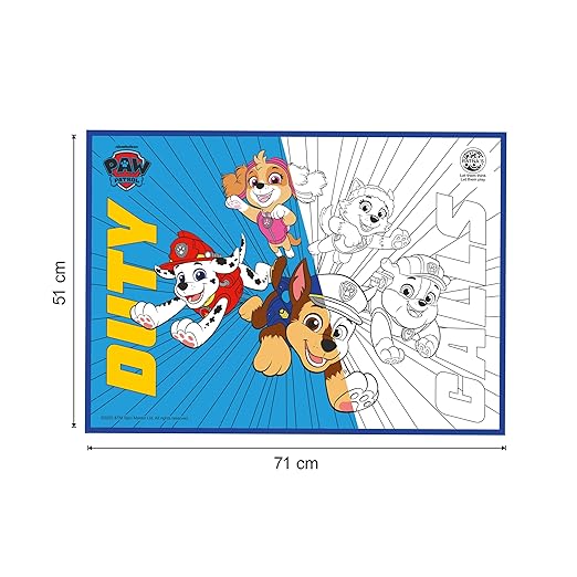 Ratna’s Paw Patrol Colouring Mat – Washable, Reusable Activity Mat 71x51cm for Kids 3+