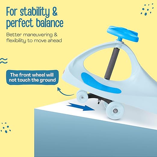 LuvLap Sunshine Swing Car – Comfortable Ride-On Push Toy with Smooth Wheels – Blue