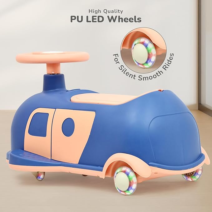 R for Rabbit Iya Iya Caravan 3-in-1 Kids Swing Car with PU LED Wheels, ABEC-7 Bearings & Toy Storage – BPA-Free, BIS Certified