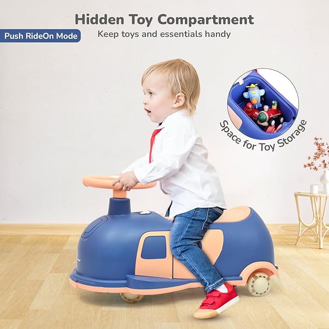R for Rabbit Iya Iya Caravan 3-in-1 Kids Swing Car with PU LED Wheels, ABEC-7 Bearings & Toy Storage – BPA-Free, BIS Certified