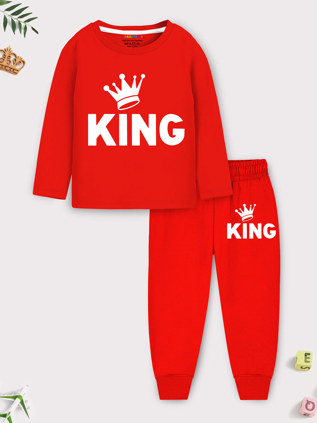 Roar & Rule! Full-Sleeve King Tiger T-Shirt & Jogger Set (2-Pack)