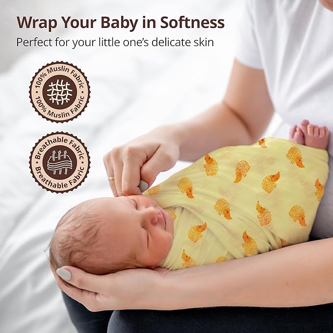 LuvLap 100% Cotton Muslin Baby Swaddle Set – Pack of 3, 120x100cm, Dots & Hearts Print, for Newborns to 18 Months+