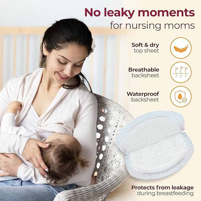 LuvLap Ultra Thin Honeycomb Nursing Breast Pads – 24pcs, Disposable