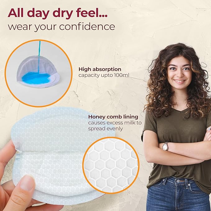LuvLap Ultra Thin Honeycomb Nursing Breast Pads – 24pcs, Disposable