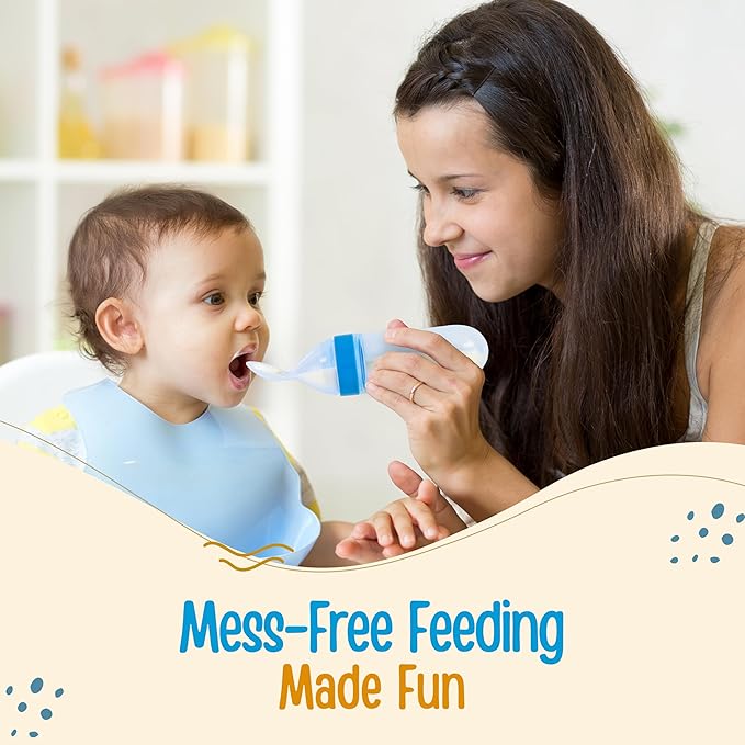 LuvLap Feeding Spoon with Squeezy Food Grade Silicone Feeder Bottle – 90ml, BPA-Free