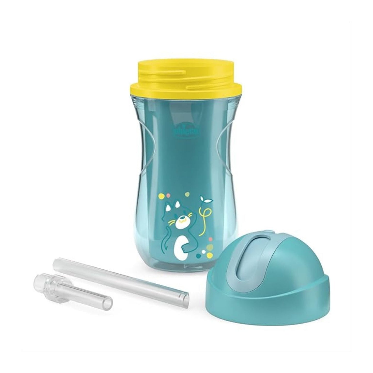 Chicco Insulated Sport Cup with Spill-Proof Soft Silicone Straw (14M+, Teal)