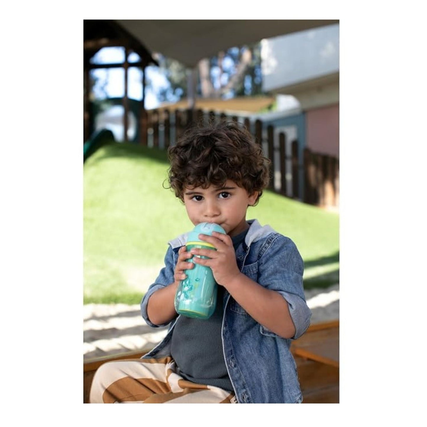 Chicco Insulated Sport Cup with Spill-Proof Soft Silicone Straw (14M+, Teal)