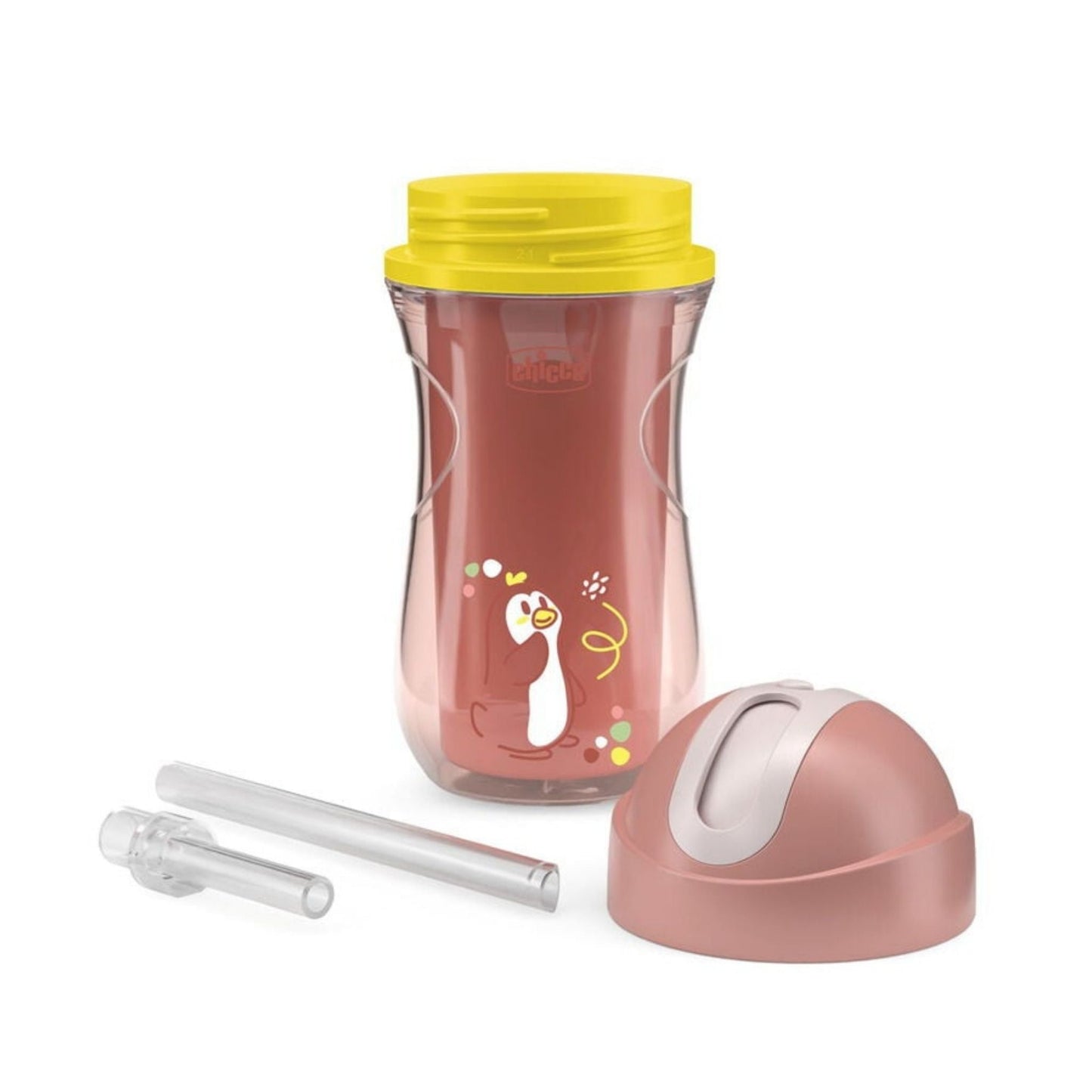 Chicco Insulated Sport Cup with Spill-Proof Soft Silicone Straw (14M+, Pink)