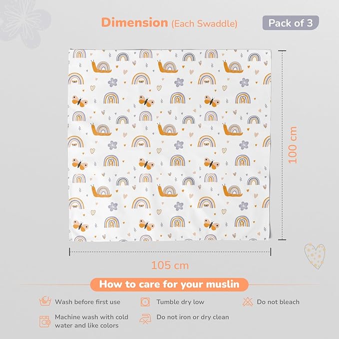 R for Rabbit Cuddlez Swaddle for Newborn Baby 100% Soft Cotton Muslin | Lightweight, Breathable & Skin-Friendly Multipurpose Swaddlers Wrap Set Combo Pack of 3