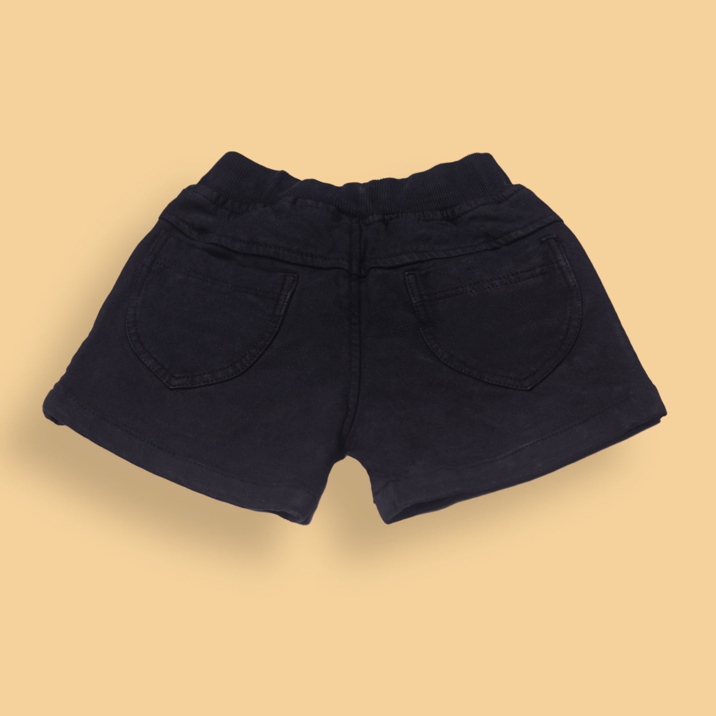 Mikkie House Girls Black Solid Cotton Shorts with Pockets