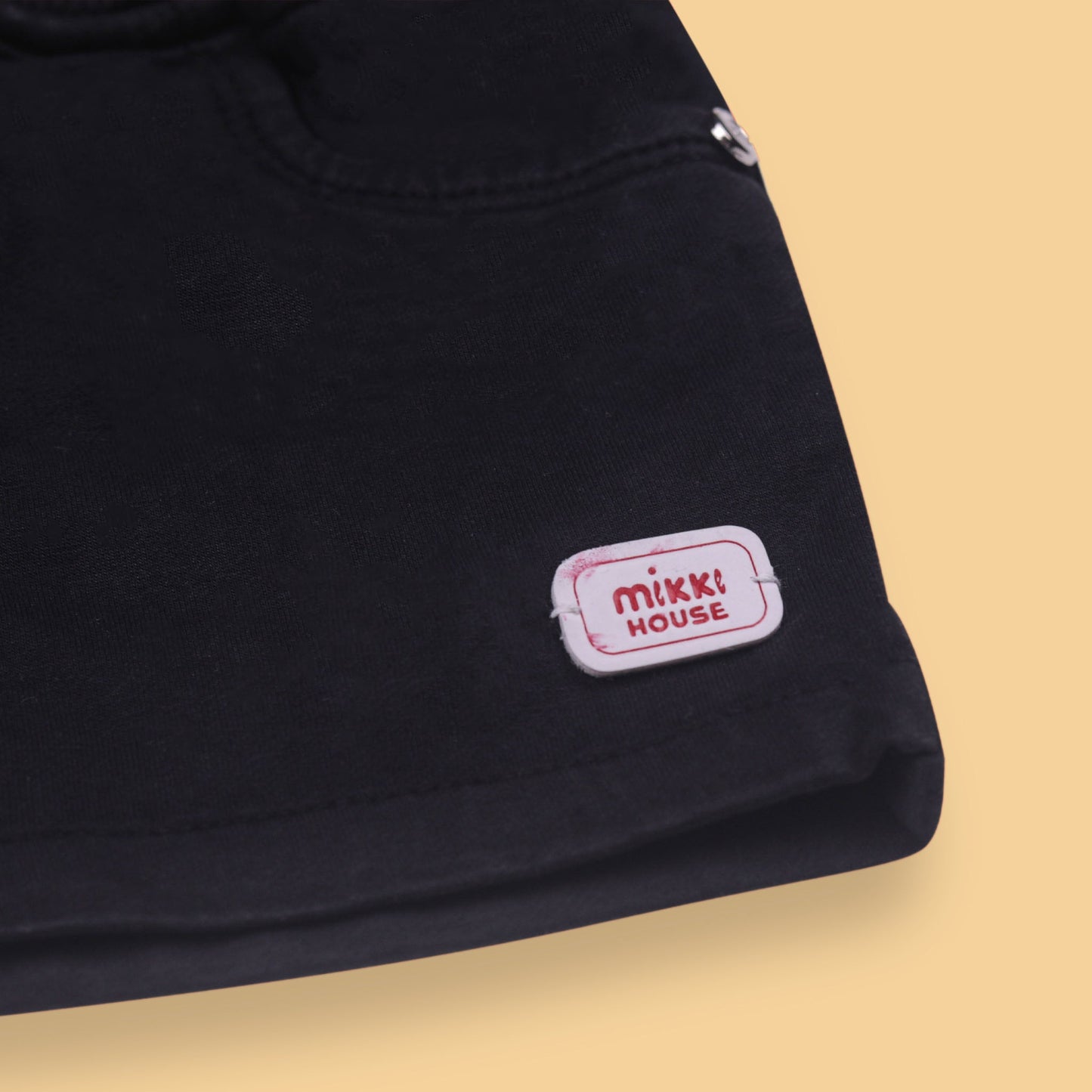 Mikkie House Girls Black Solid Cotton Shorts with Pockets