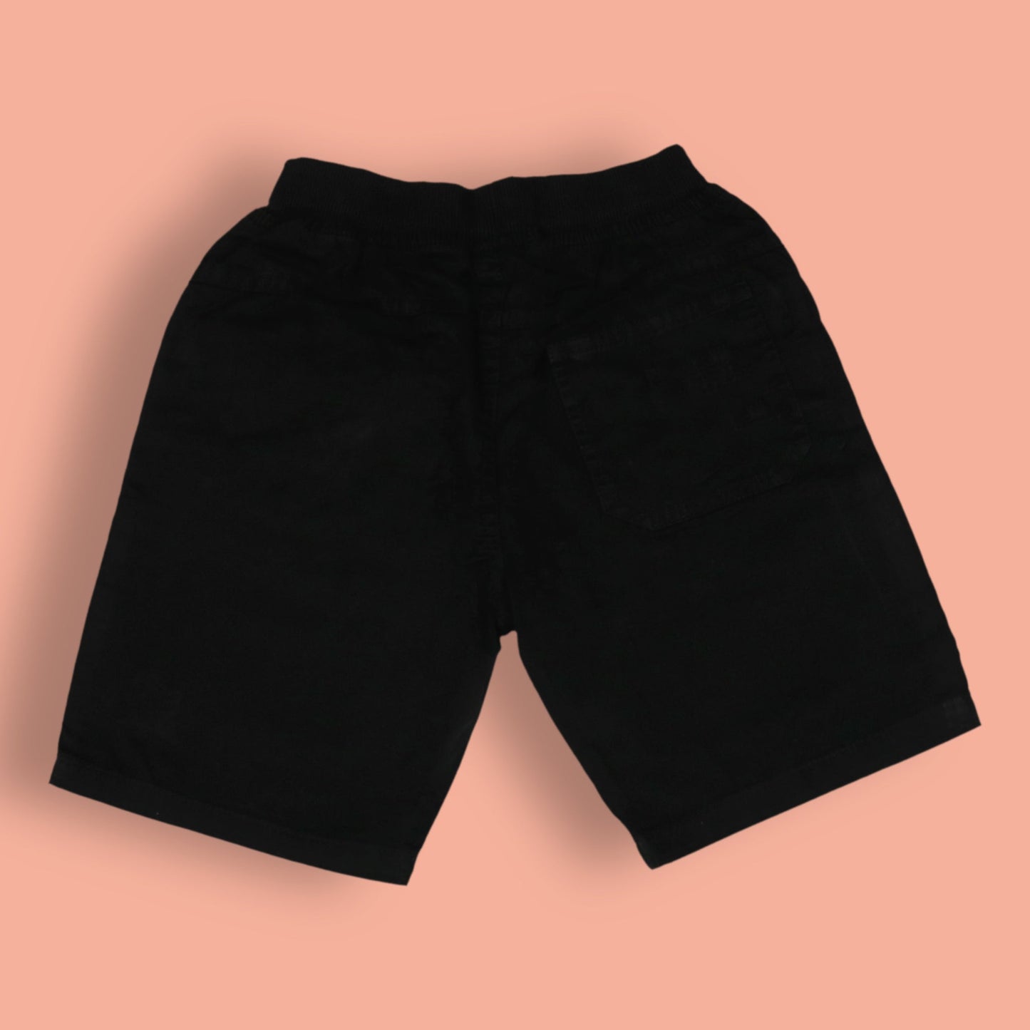 Oliokids Boys’ Essential Black Shorts – Ribbed Cotton, Knee Length, 3 Pockets, Regular Fit