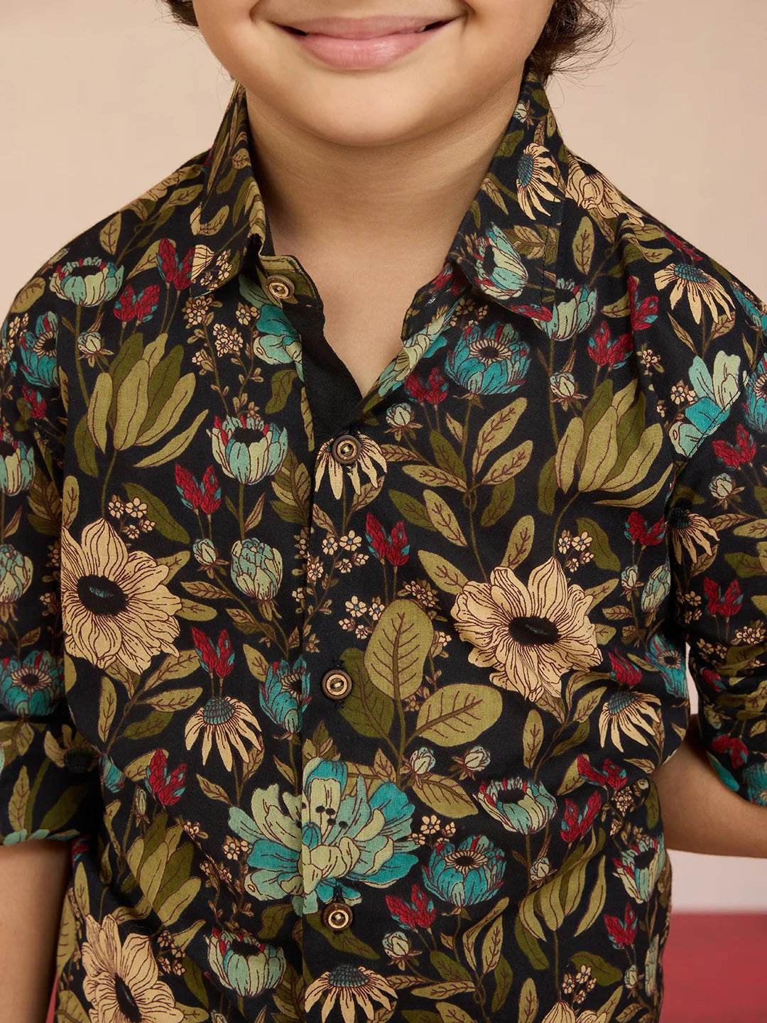 Classic Charm – Black Printed Cotton Kurta with Pyjama