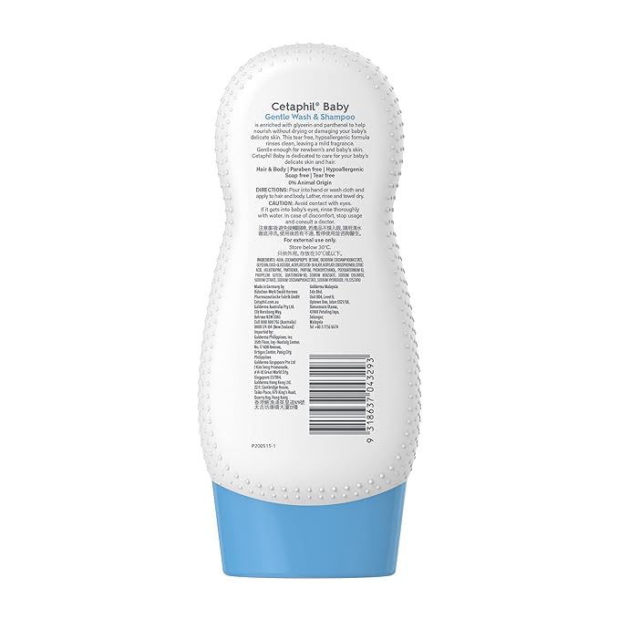 Cetaphil Baby Body Wash & Shampoo - Hypoallergenic & Gentle Formula for All Skin Types, Suitable from Birth – 230 ml