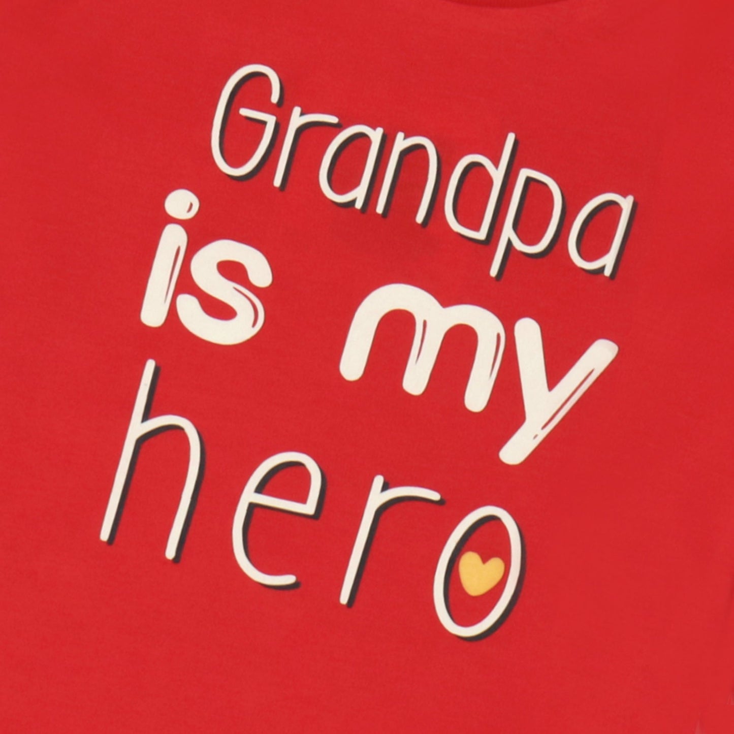 Ollypop Red 'Grandpa is my hero' Placement Print Cotton Full Sleeve T-Shirt