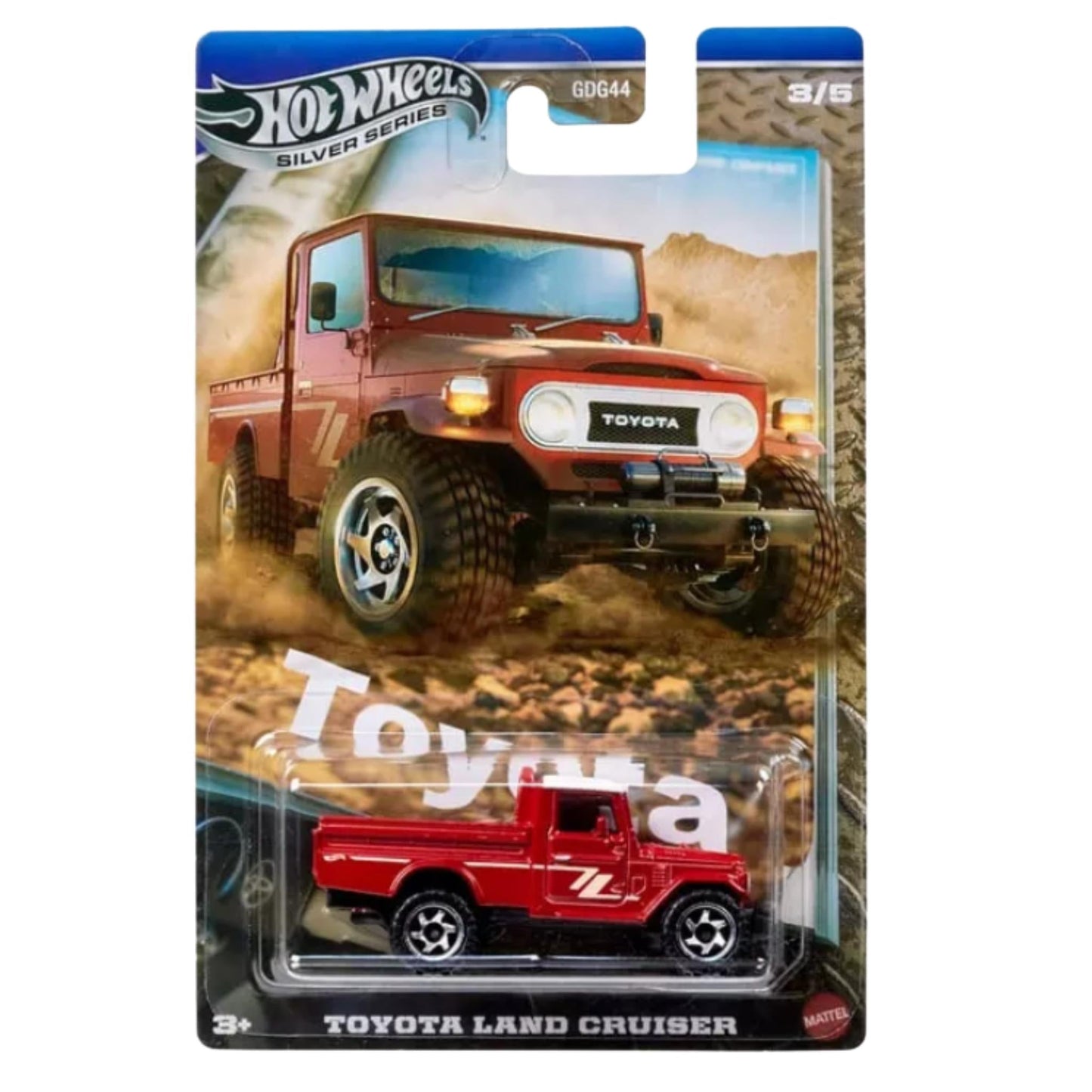 Hot Wheels Toy Truck, 1:64 Scale Die-Cast Toyota Vehicle Toyota Land Cruiser with Elevated Deco