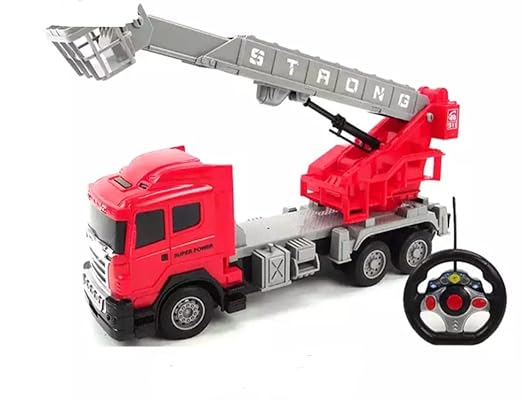 Remote Control Rc Rescue Fire Truck W/ Rotated Ladder Lights Kids Toy GiftMulticolor