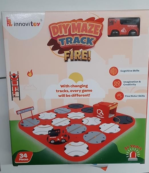 Innovitoy DIY Maze Track Fire – 34-Pc Changing Track Cognitive Skill Set