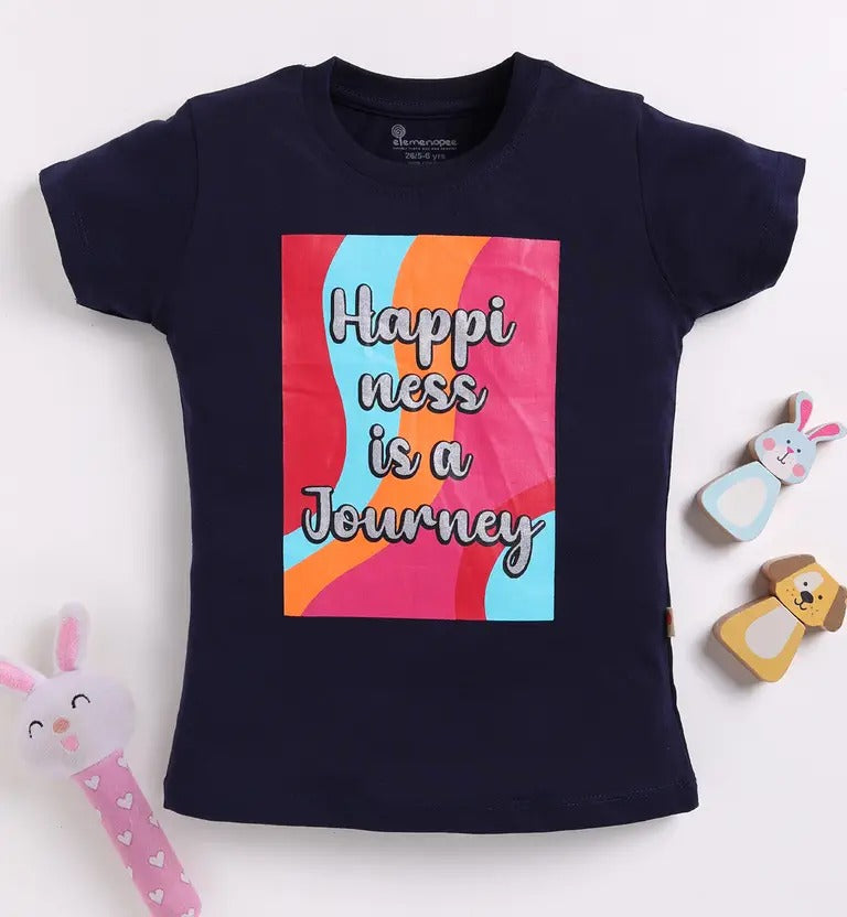 Positive Vibes Duo – Navy & Sky Blue T-Shirts for Girls