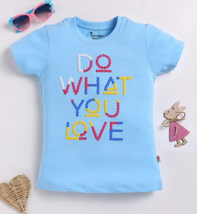 Positive Vibes Duo – Navy & Sky Blue T-Shirts for Girls