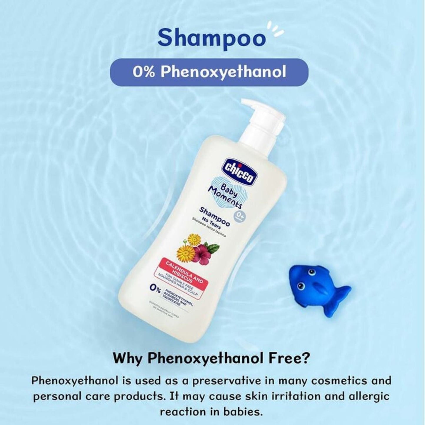 Chicco Baby Moments Tear-Free Shampoo 500ml Calendula & Hibiscus – Natural, No Parabens or Phenoxyethanol, For Smooth, Tangle-Free Hair